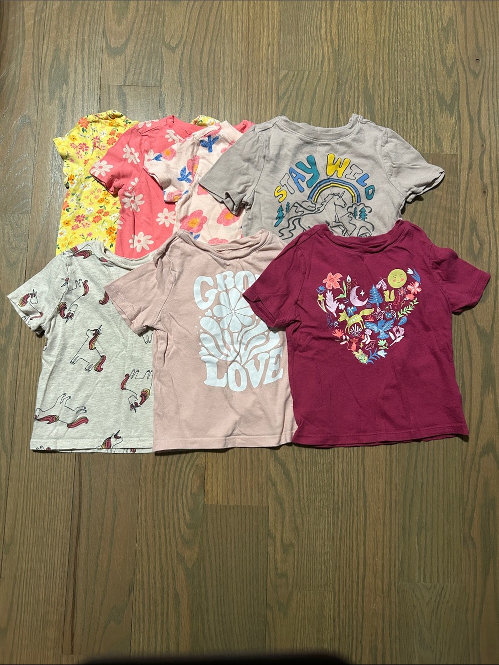 Old Navy Girls Assorted Short-Sleeve Graphic Tees - Pink, Yellow, Gray, set of 7